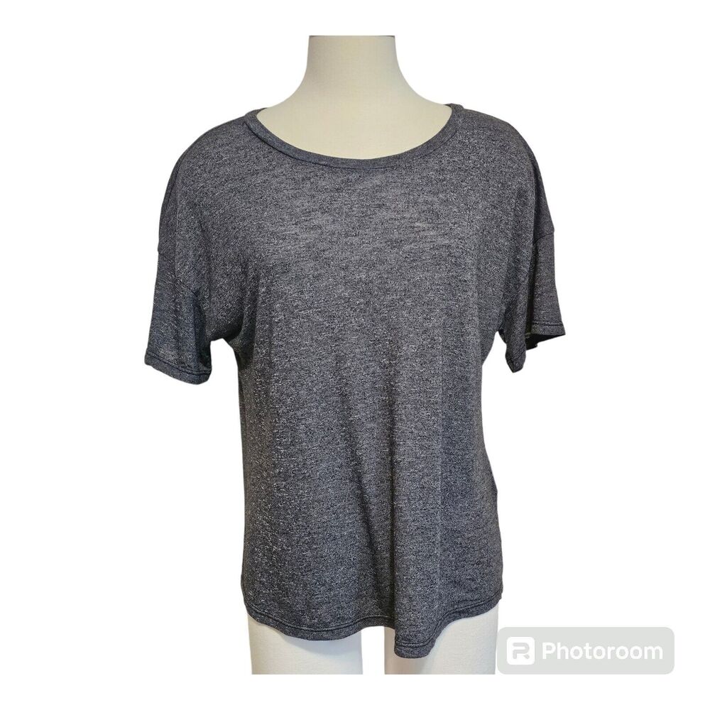 Michael Stars Box Tee shirt charcoal heather short sleeve OS top